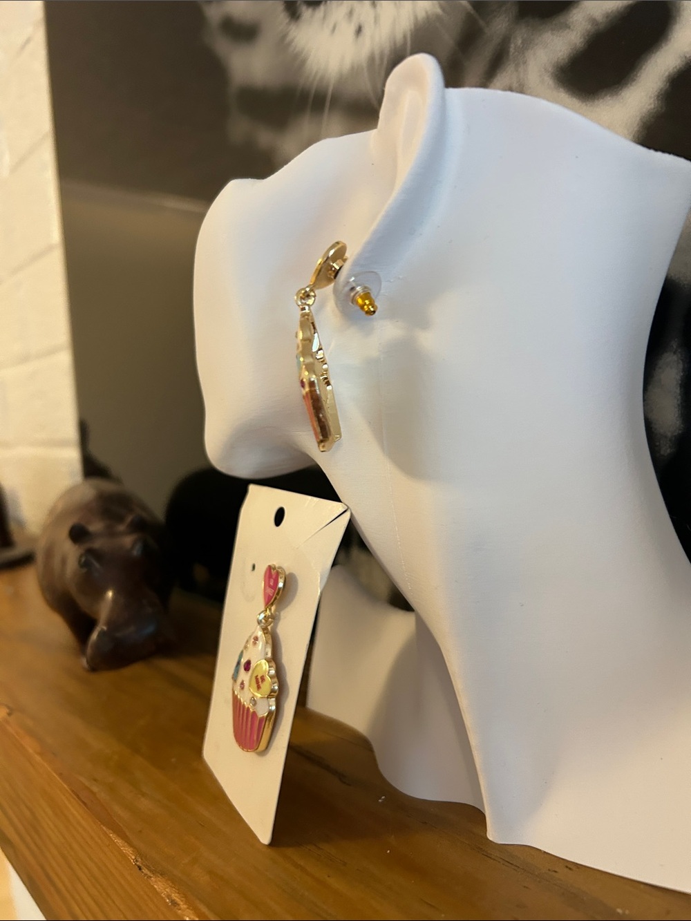 Pink Cupcake Drop Earrings (NWOT) - Picture 4 of 5